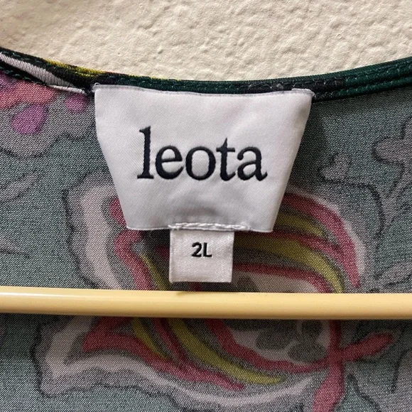 Leota Green and Pink Floral Long Sleeve Dress - Picture 2 of 4